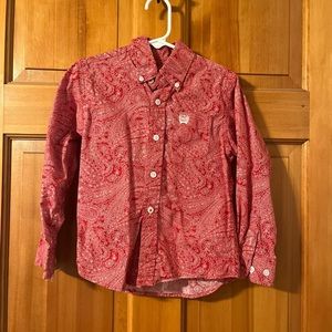 Toddler boys red paisley cinch shirt